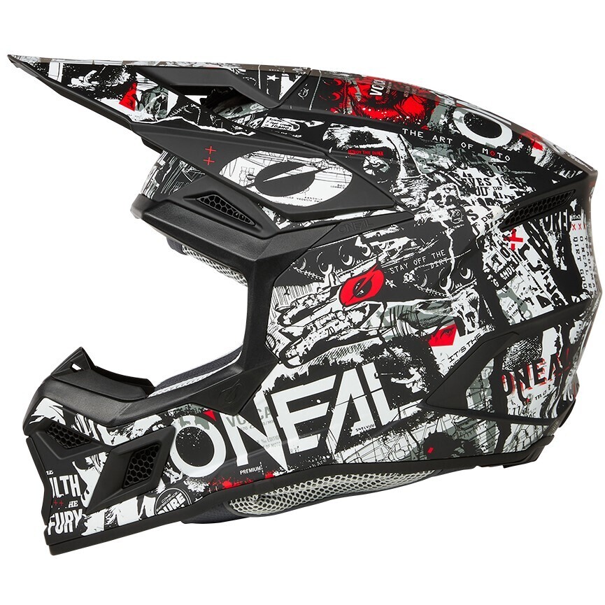 Casque Moto Oneal 3SRS Stack Cross Enduro Noir Blanc