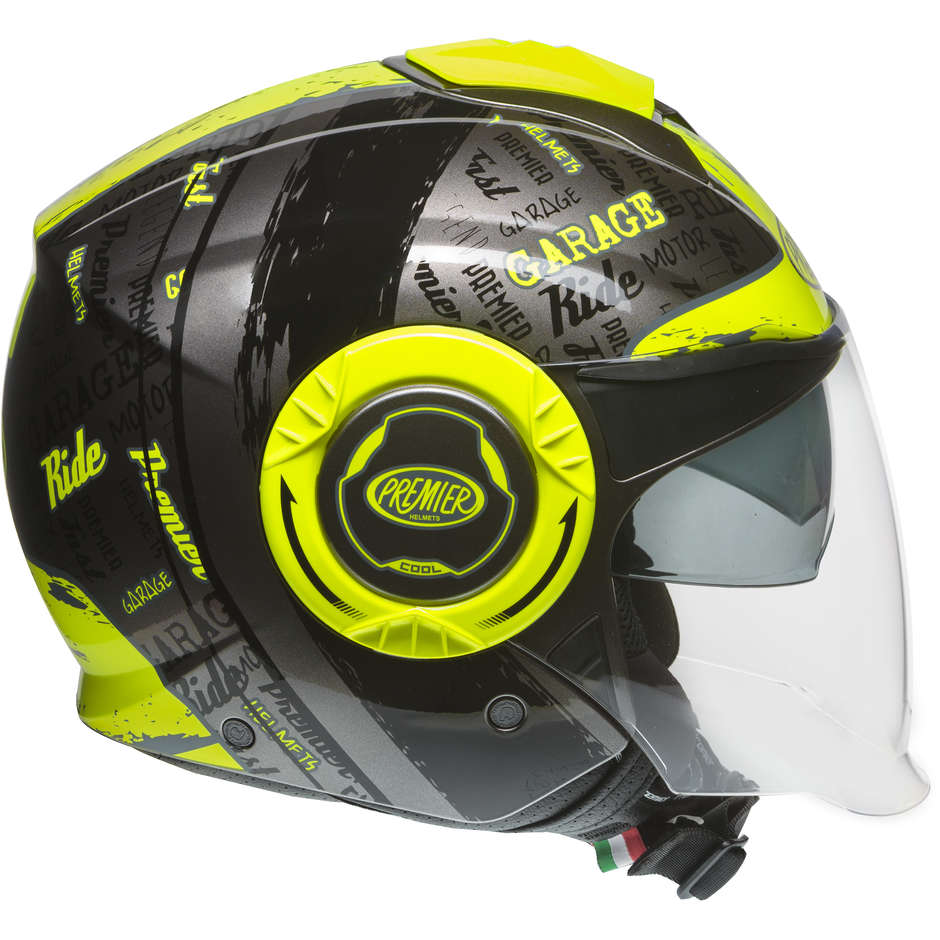 Casque Moto Premier Jet COOL RDY 17 Anthracite Yellow Fluo