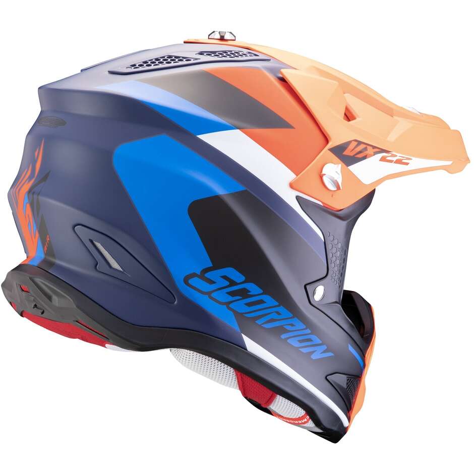 Casque Moto Scorpion VX 22 AIR BETA Cross Enduro Bleu Mat Orange