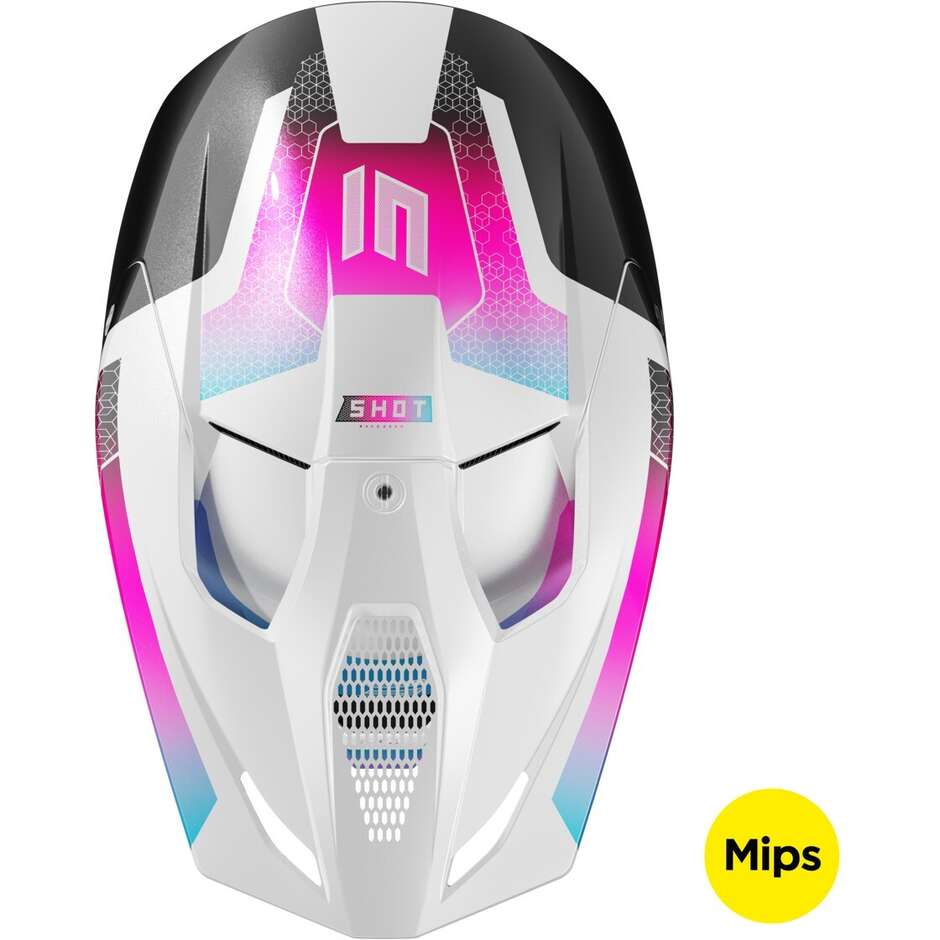 Casque Moto Shot RACE PHASER Cross Enduro Noir Bleu Rose Perle
