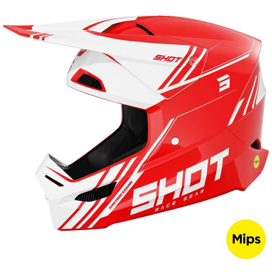 Casque Moto Shot RACE SPRINT Cross Enduro Rouge Brillant