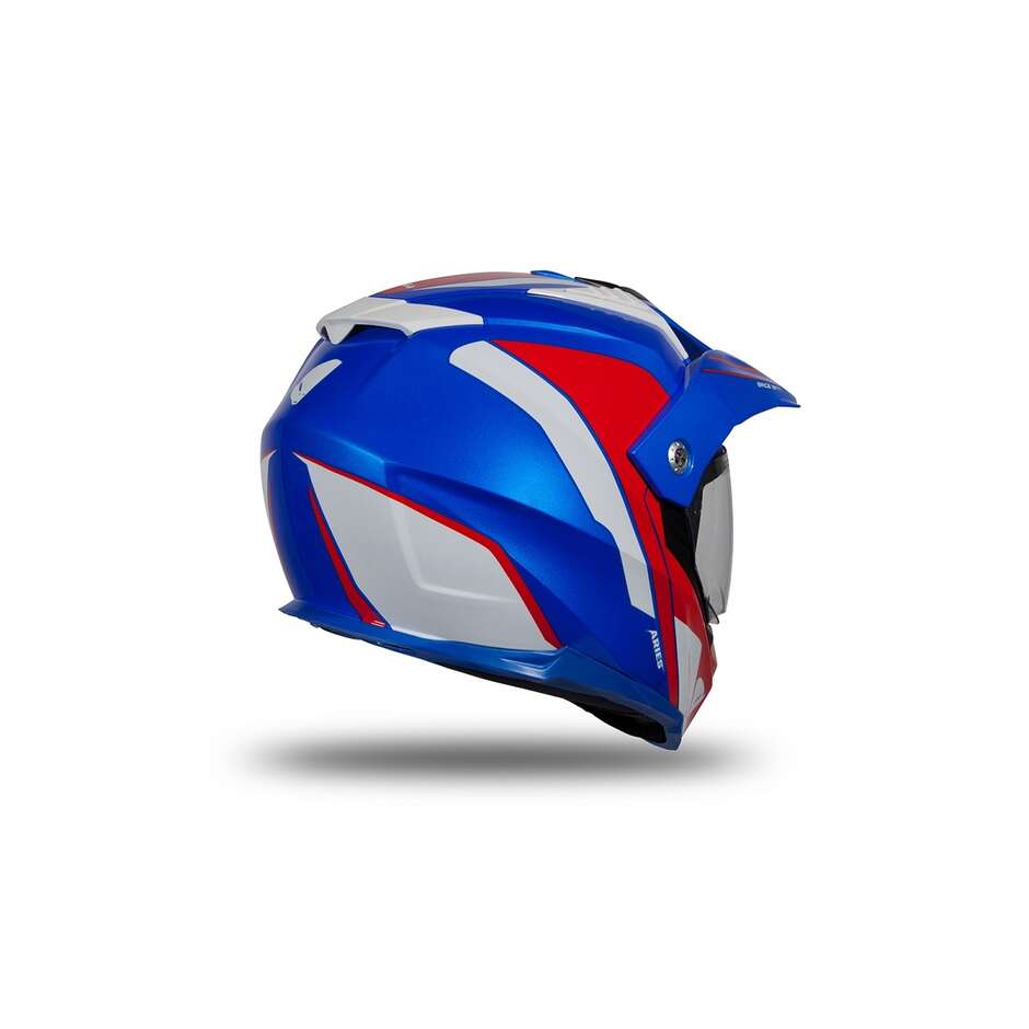 Casque Moto Tourer / Crossover Ufo ARIES Bleu Rouge Blanc Brillant