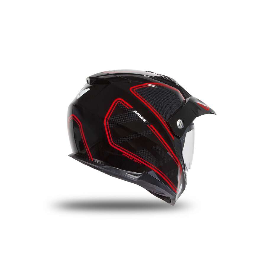 Casque Moto Tourer / Crossover Ufo ARIES Noir Rouge Brillant