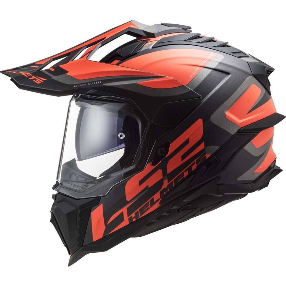 Casque Moto Tourisme Ls2 MX701 EXPLORER HPFC ALTER Noir Mat Orange Fluo