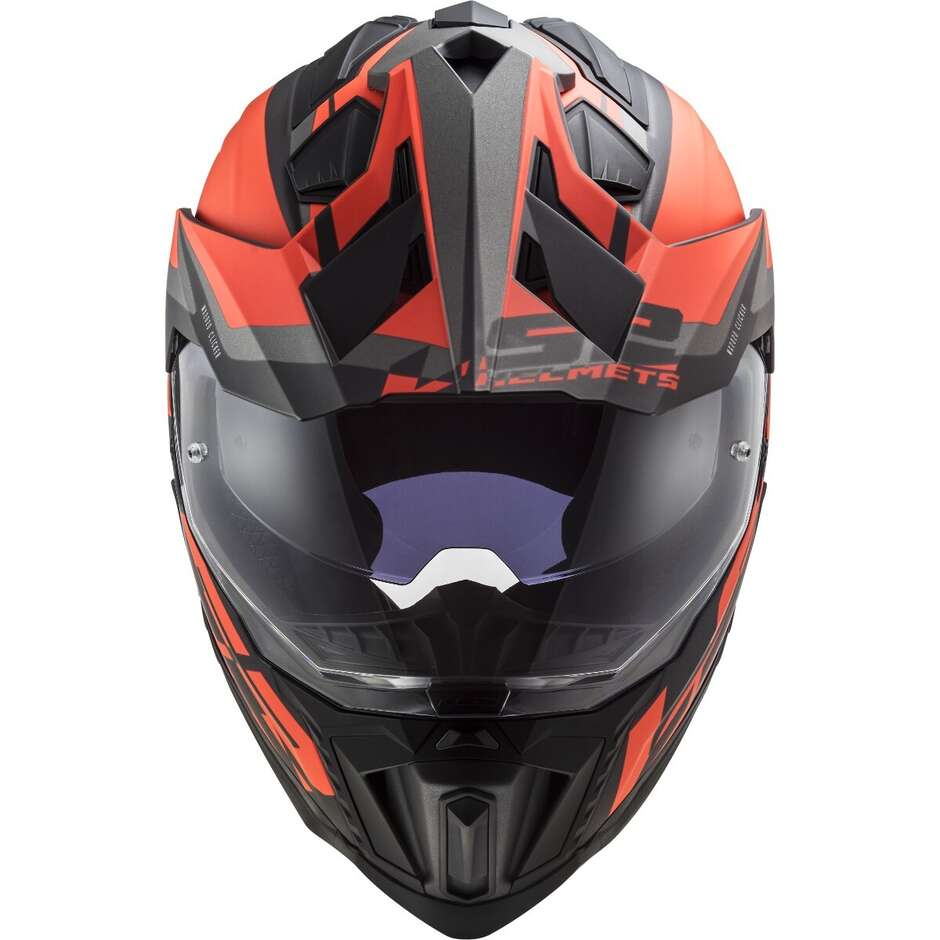 Casque Moto Tourisme Ls2 MX701 EXPLORER HPFC ALTER Noir Mat Orange Fluo