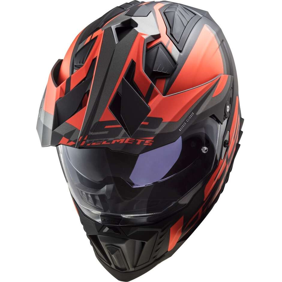 Casque Moto Tourisme Ls2 MX701 EXPLORER HPFC ALTER Noir Mat Orange Fluo