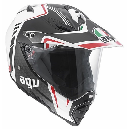 Casque moto tout terrain Agv AX-8 Dual Evo Multi GT blanc gunmetal rouge