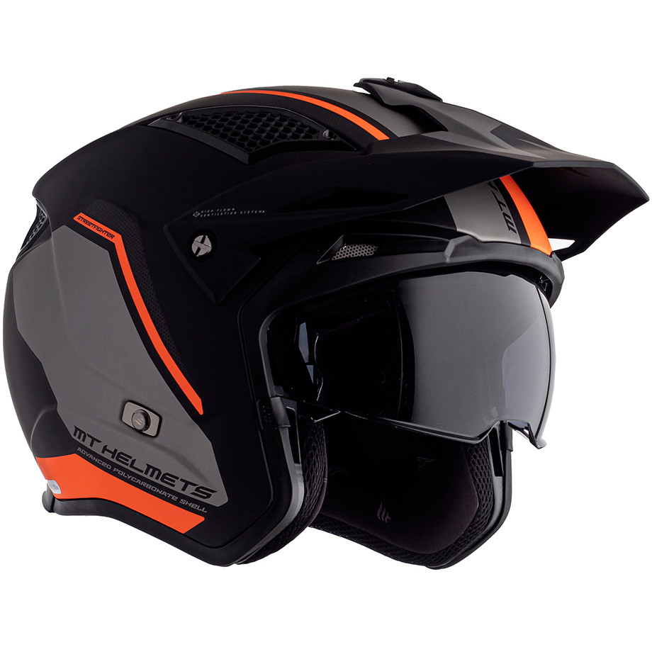 Casque moto Trial Mt Helmet STREETFIGHTER Exrta Sv TWIN C4 Matt Orange Fluo