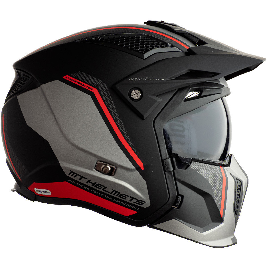 Casque moto Trial Mt Helmet STREETFIGHTER Exrta Sv TWIN C5 Matt Red