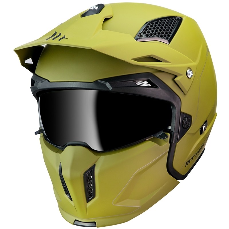 Casque moto Trial Mt Helmet STREETFIGHTER Solid Exrta Sv Solid A6 Matt Green