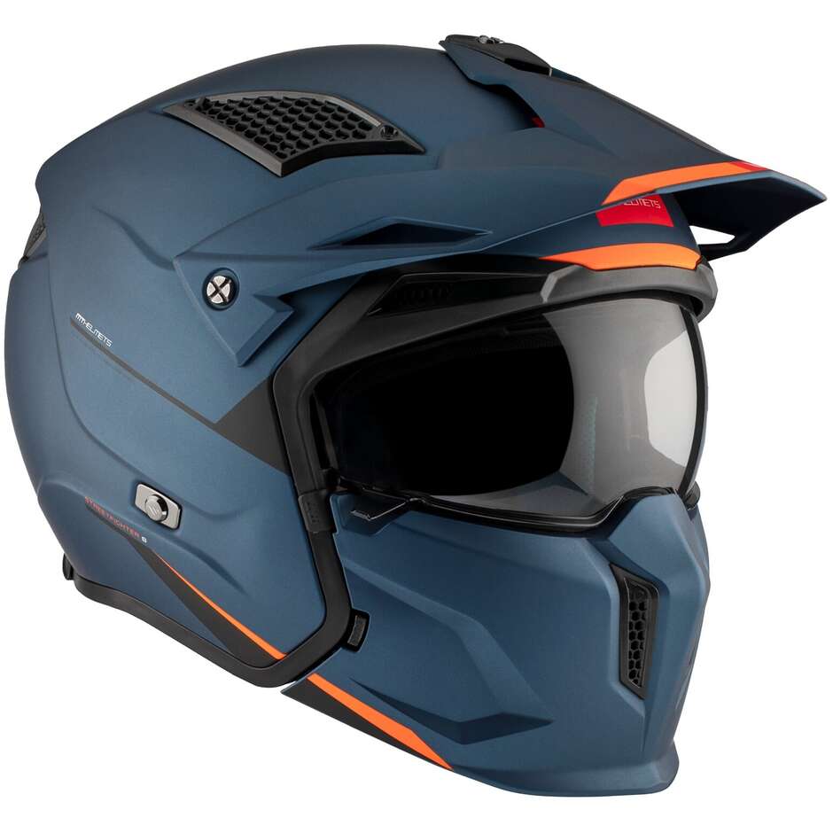 Casque moto trial Mt Helmets STREETFIGHTER SV S SOLID A7 Bleu mat