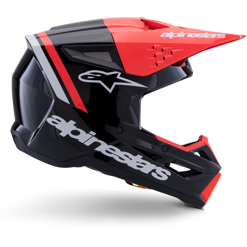 Casque motocross enduro Alpinestars SM3 Radium ECE06 noir rouge fluo blanc brillant