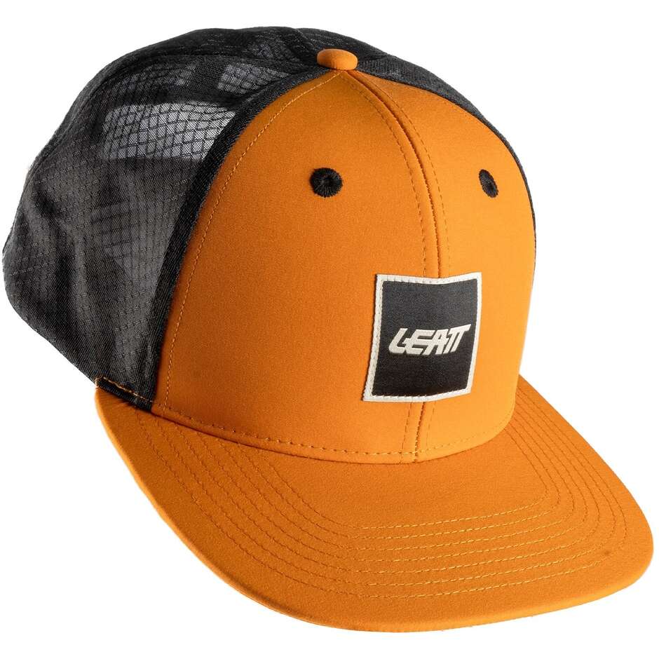 Casquette technique respirante Leatt Trucker Tech avec filet arrière et visière incurvée orange