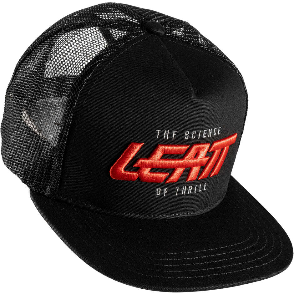 Casquette trucker Leatt noire avec filet à l'arrière et logo brodé