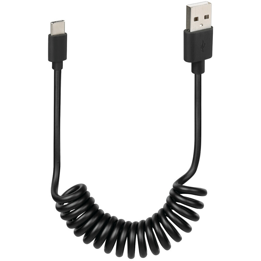 Cavo Usb a spirale Lampa USB > Type C - 100 cm - Nero