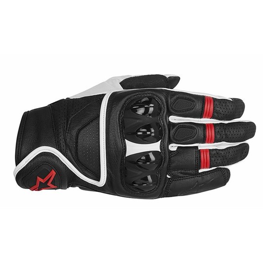 Celer Sommer Motorrad-Handschuhe Alpinestars Leder-Handschuh Schwarz Weiß Rot