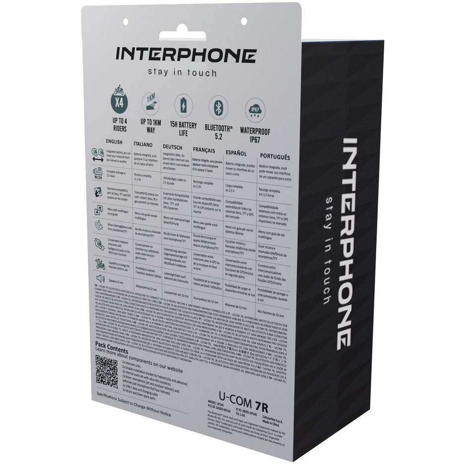 CellularLine U-COM 7R Bluetooth Motorcycle Intercom Kit - Pair Kit