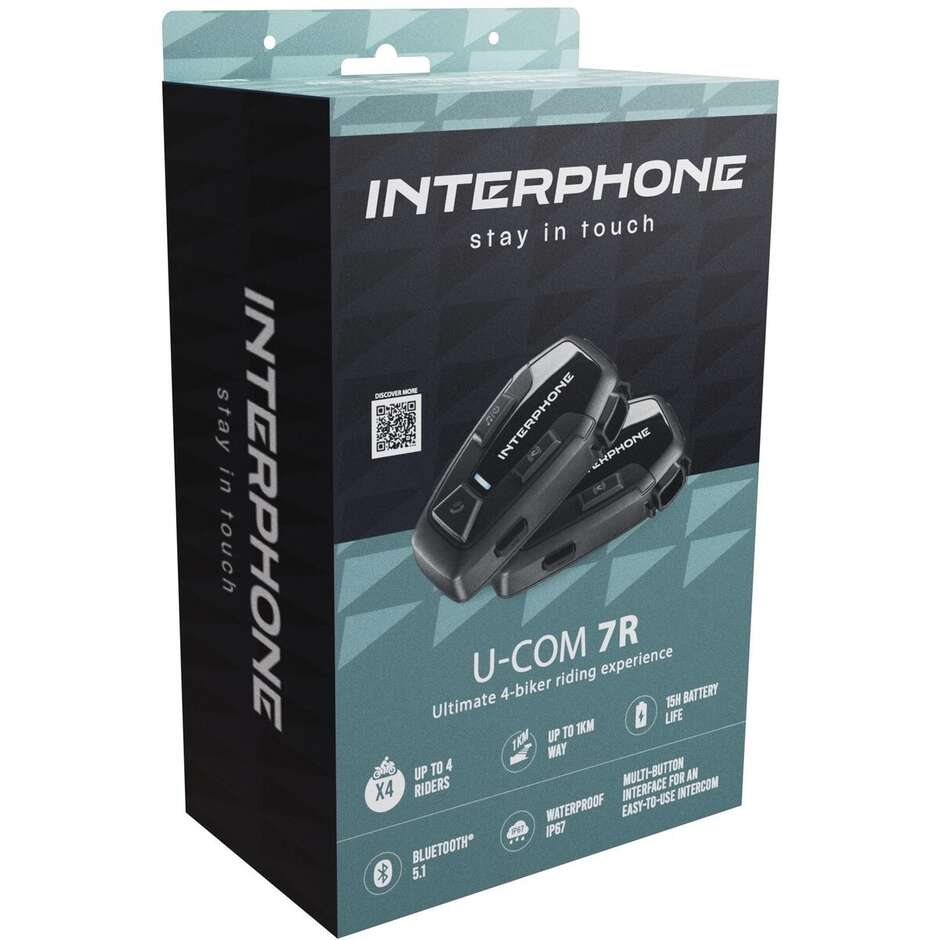CellularLine U-COM 7R Bluetooth Motorrad-Intercom-Kit – Paar-Kit