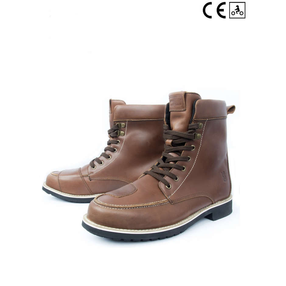 Certified Leather Motorcycle Boots Oj Atmosphere B015 MISSION Brown