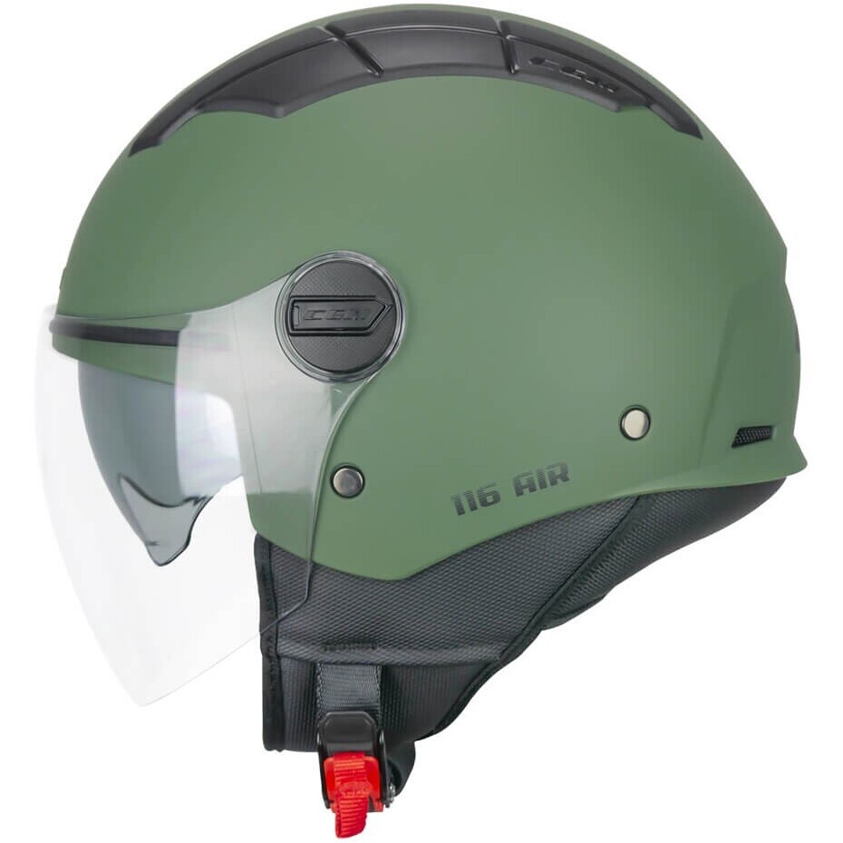 CGM 116A AIR MONO Jet Motorcycle Helmet Matt Green