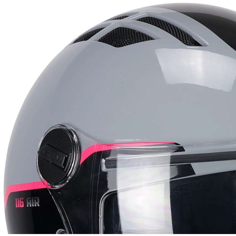 CGM 116G AIR BICO Jet Motorcycle Helmet Fluo Gray Fuchsia
