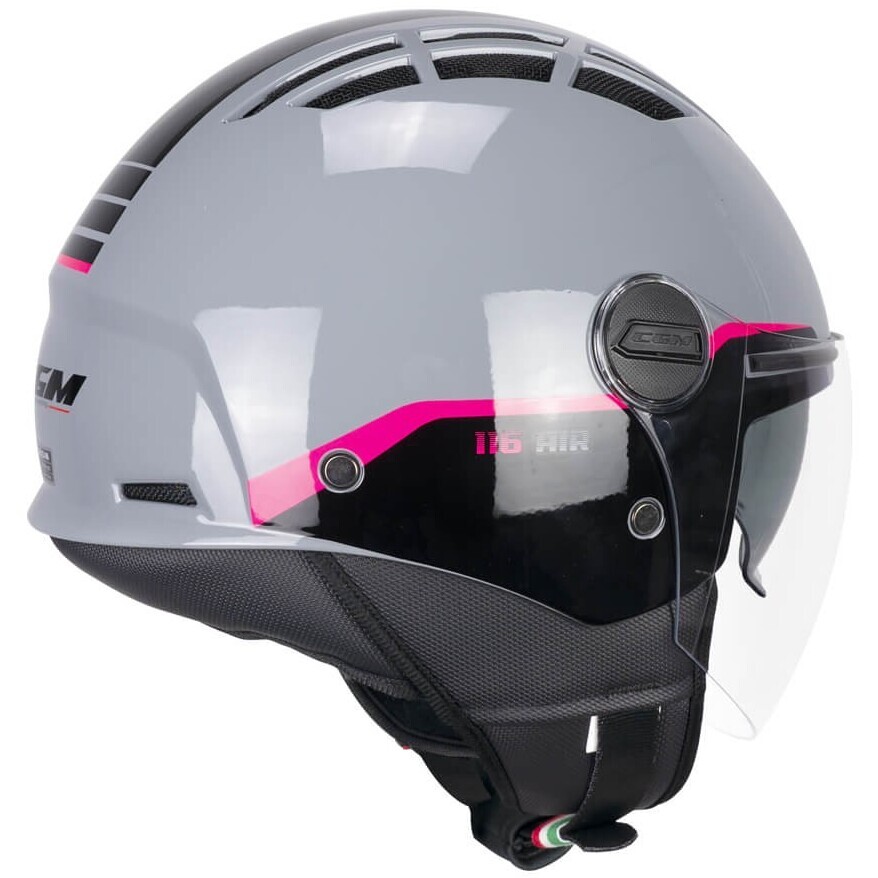 CGM 116G AIR BICO Jet Motorcycle Helmet Fluo Gray Fuchsia