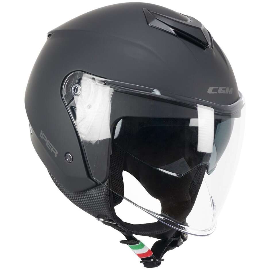 CGM 126A IPER MONO Jet Motorcycle Helmet Matt Black