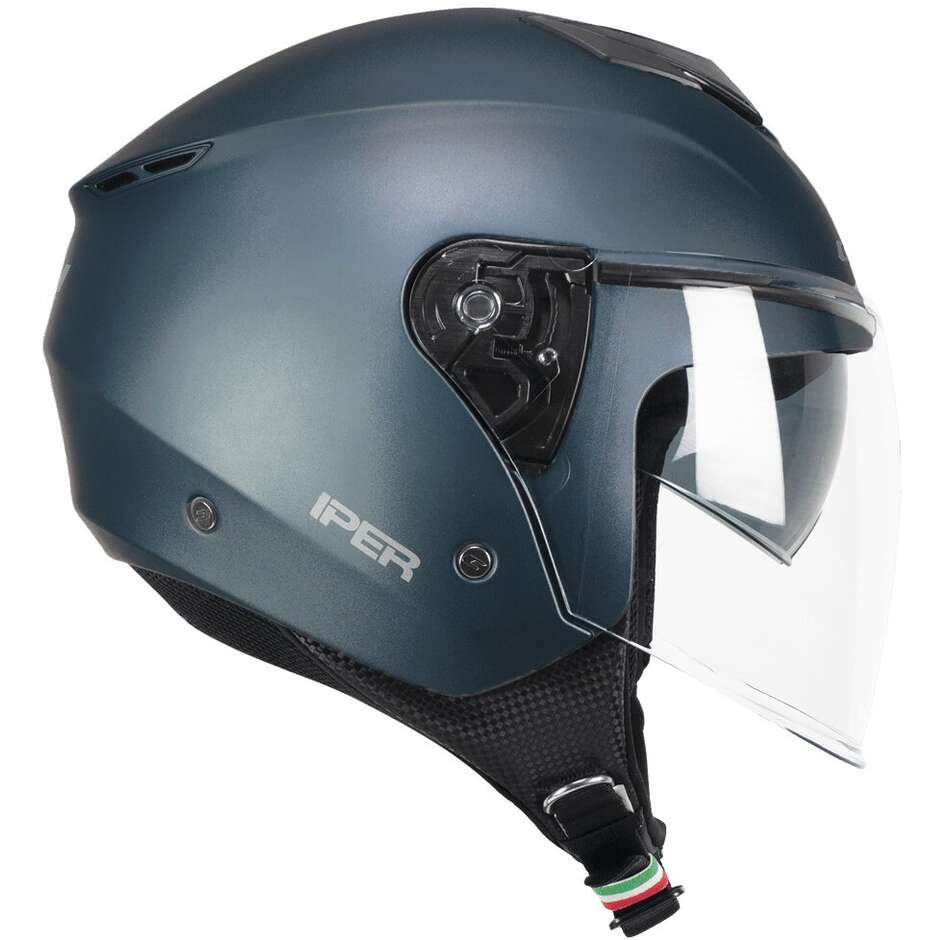 CGM 126A IPER MONO Jet Motorcycle Helmet Satin petrol