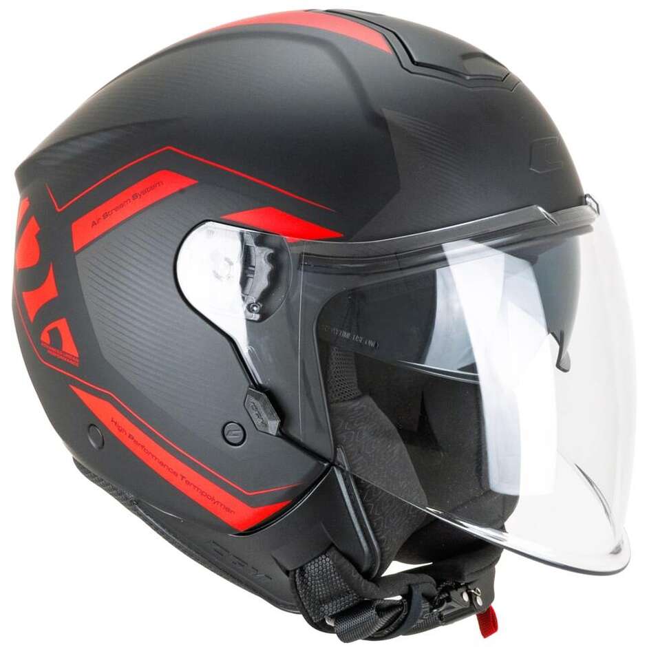 CGM 126G IPE CITY Jet Motorcycle Helmet, Matte Black/Red
