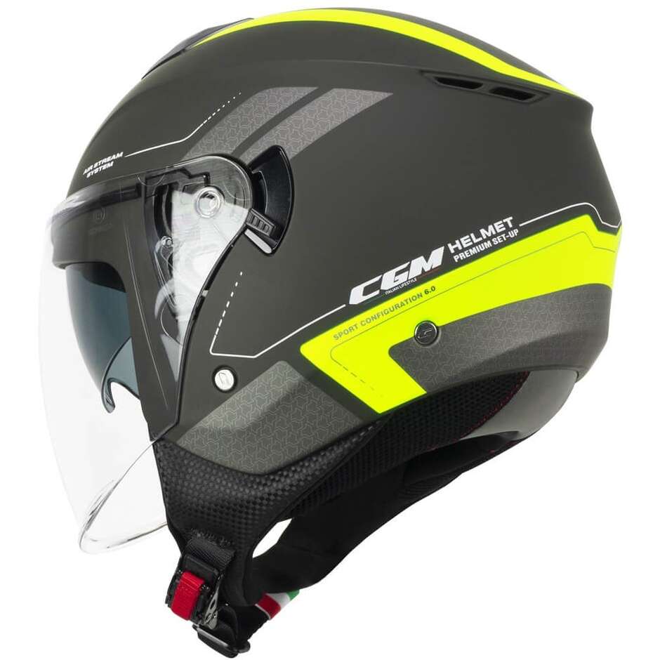 CGM 126G IPER CITY Graphite Fluo Yellow Matt Motorcycle Jet Helmet