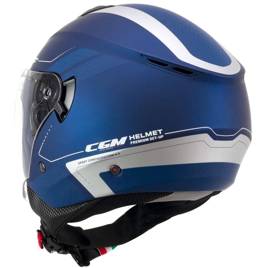CGM 126G IPER CITY Jet Motorcycle Helmet Blue satin silver