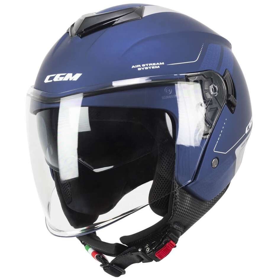 CGM 126G IPER CITY Jet Motorcycle Helmet Blue satin silver