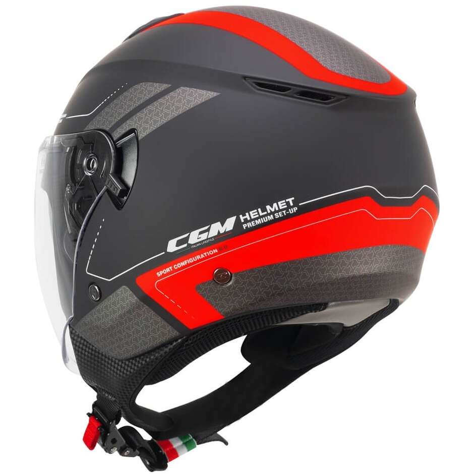 CGM 126G IPER CITY Jet Motorcycle Helmet Matt Black Red