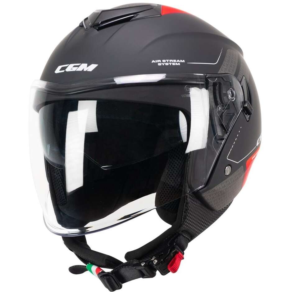 CGM 126G IPER CITY Jet Motorcycle Helmet Matt Black Red