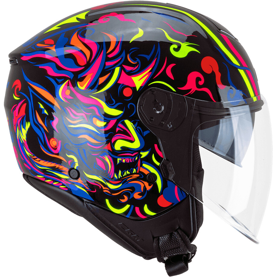 CGM 126S IPE DEMON Jet Motorcycle Helmet Black Blue Red Yellow