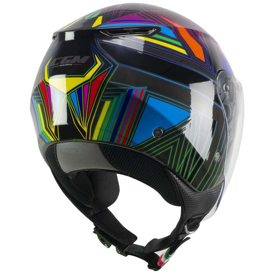 CGM 126S IPER DISCO Jet Motorcycle Helmet Graphite Green Fuchsia