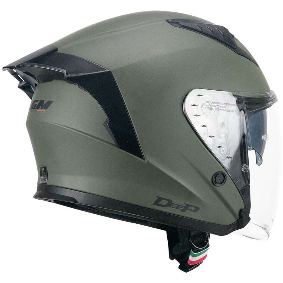 CGM 127A DEEP MONO Jet Motorcycle Helmet Matt Green