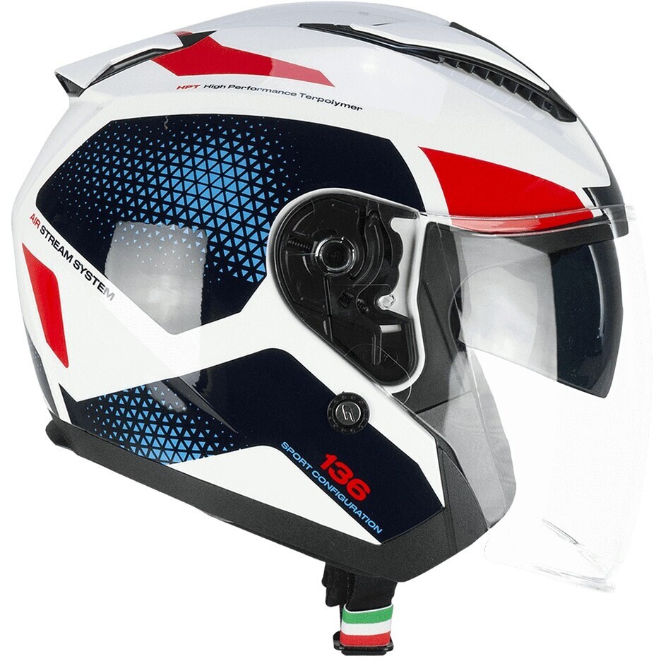 CGM 136G DNA GALAXY Jet Motorcycle Helmet White Blue