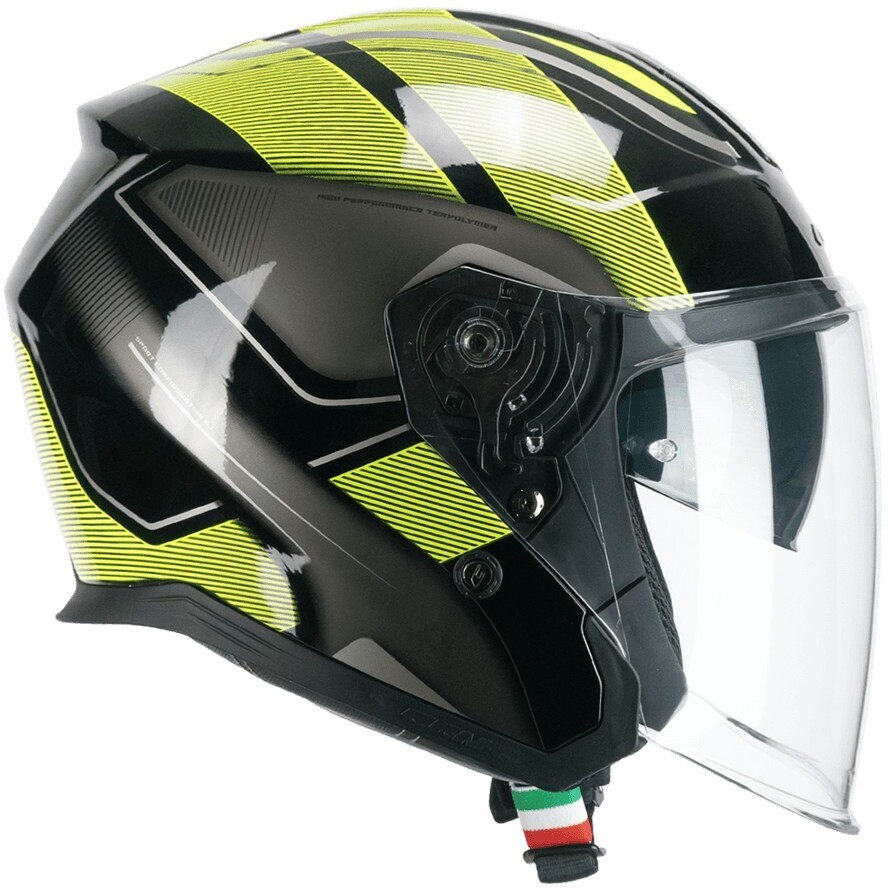 CGM 136G RNA SPORT Jet Motorcycle Helmet Black Fluorescent Yellow