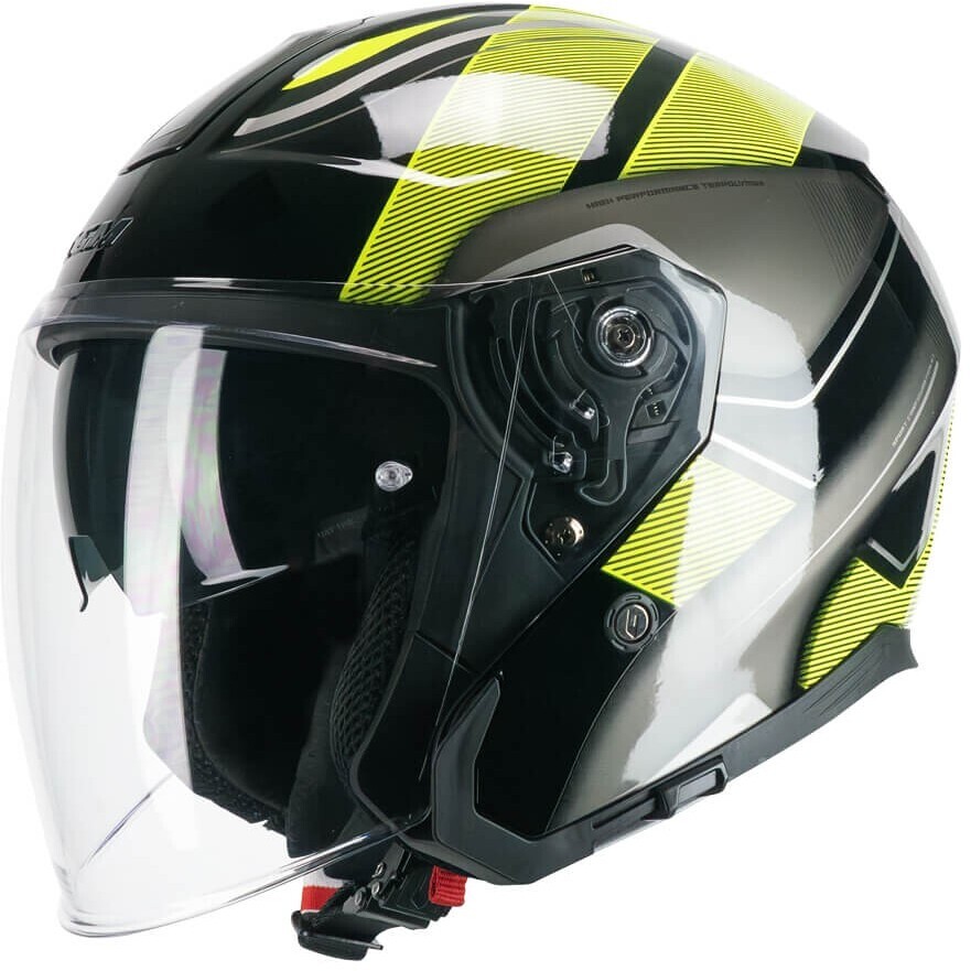 CGM 136G RNA SPORT Jet Motorcycle Helmet Black Fluorescent Yellow