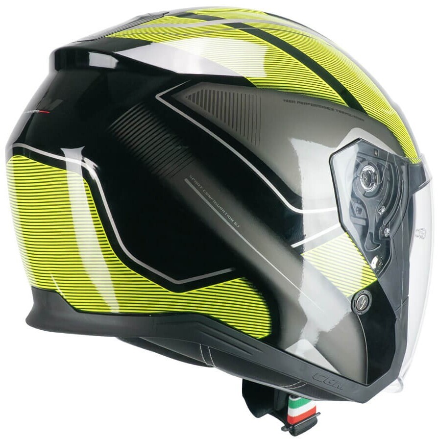 CGM 136G RNA SPORT Jet Motorcycle Helmet Black Fluorescent Yellow