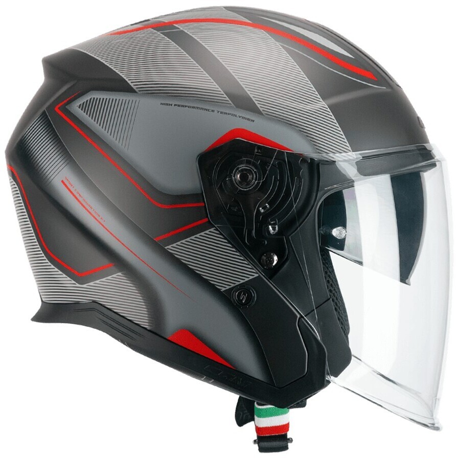 CGM 136G RNA SPORT Jet Motorcycle Helmet Grey Red Matt