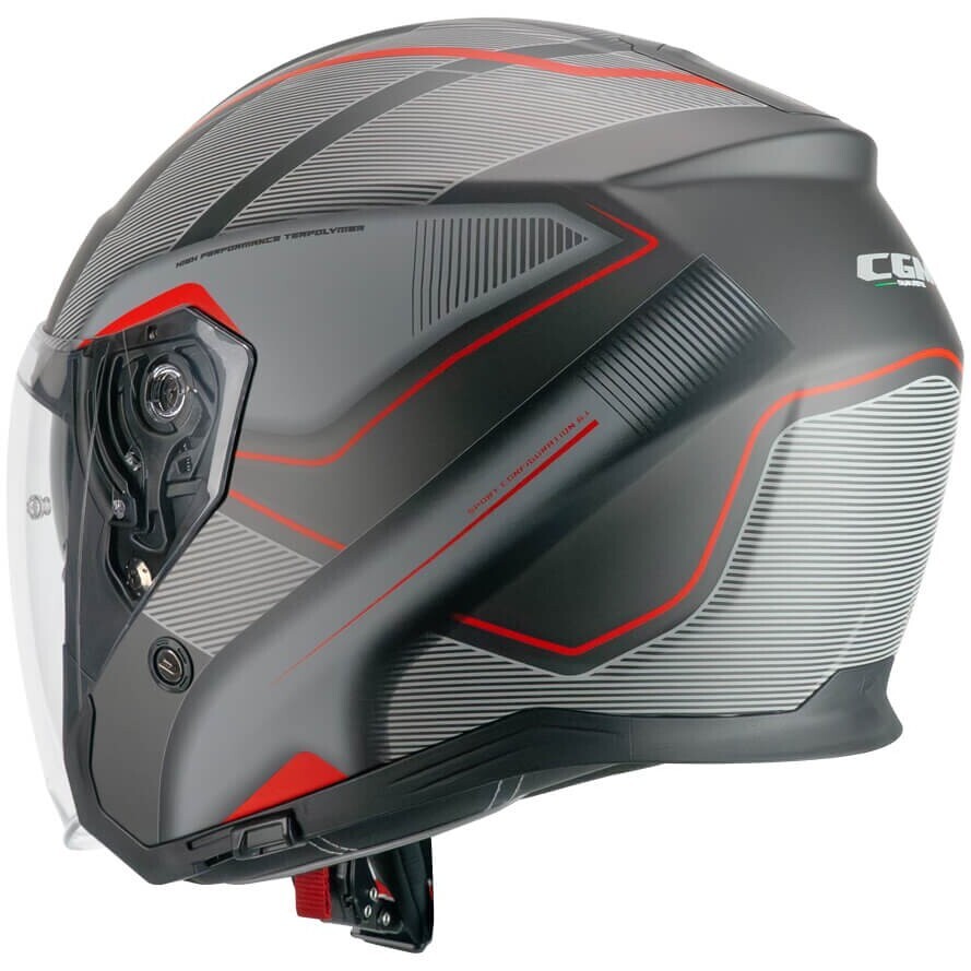 CGM 136G RNA SPORT Jet Motorcycle Helmet Grey Red Matt