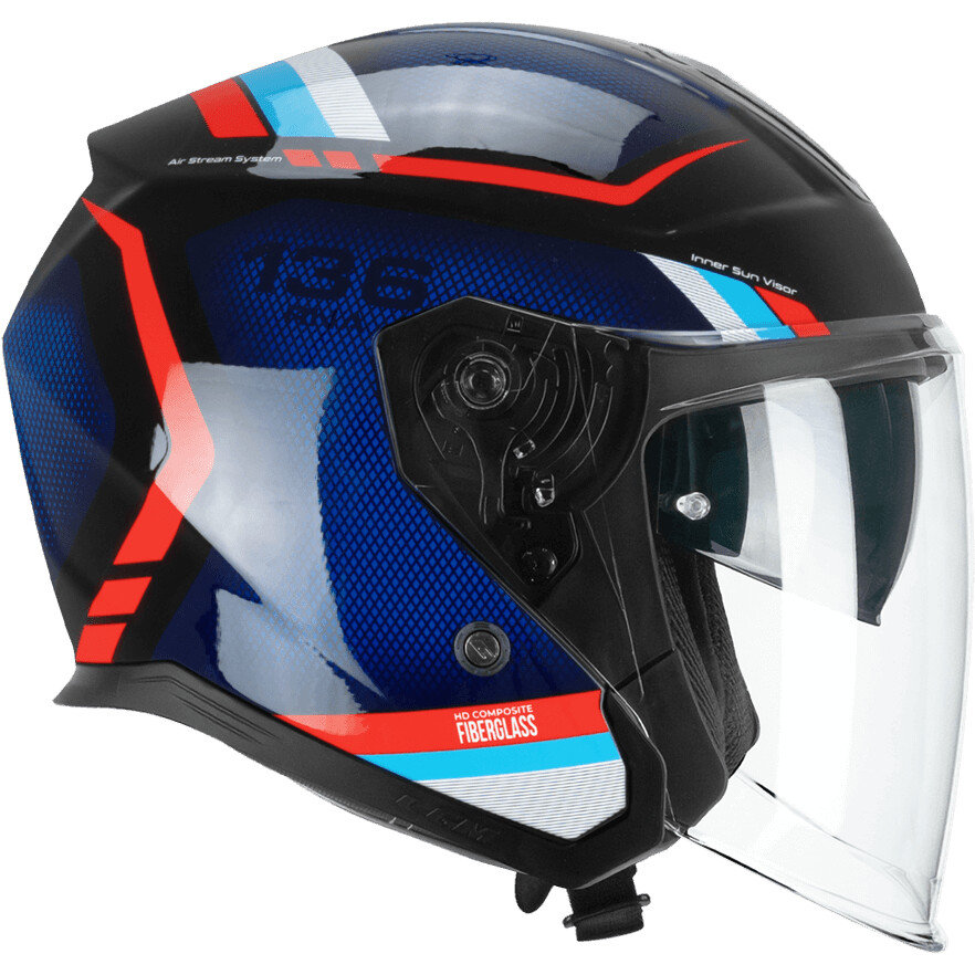 CGM 136M RNA FIBRA RIDE Jet Motorradhelm Schwarz Blau Rot