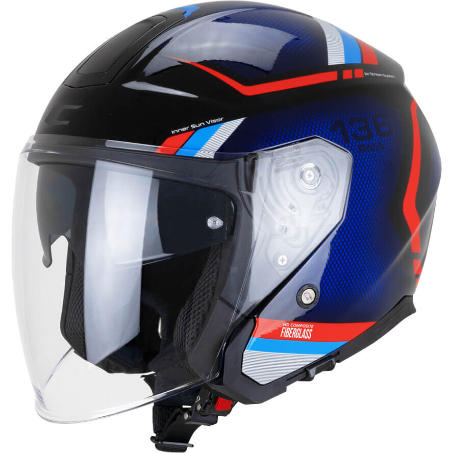 CGM 136M RNA FIBRA RIDE Jet Motorradhelm Schwarz Blau Rot