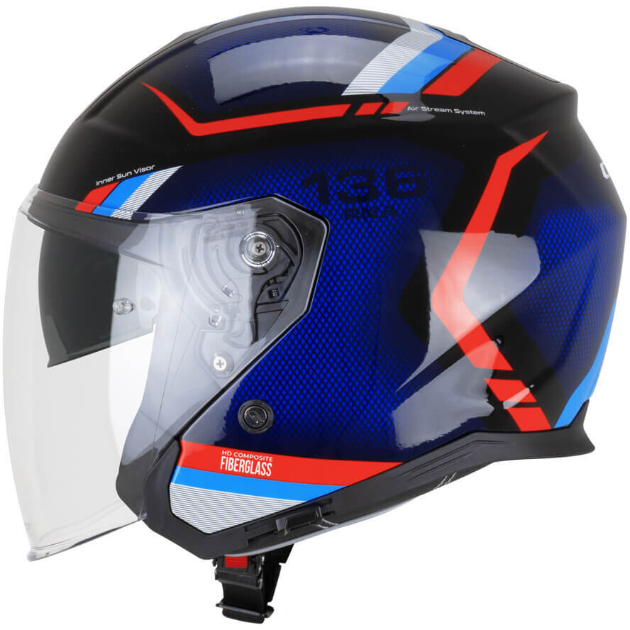 CGM 136M RNA FIBRA RIDE Jet Motorradhelm Schwarz Blau Rot
