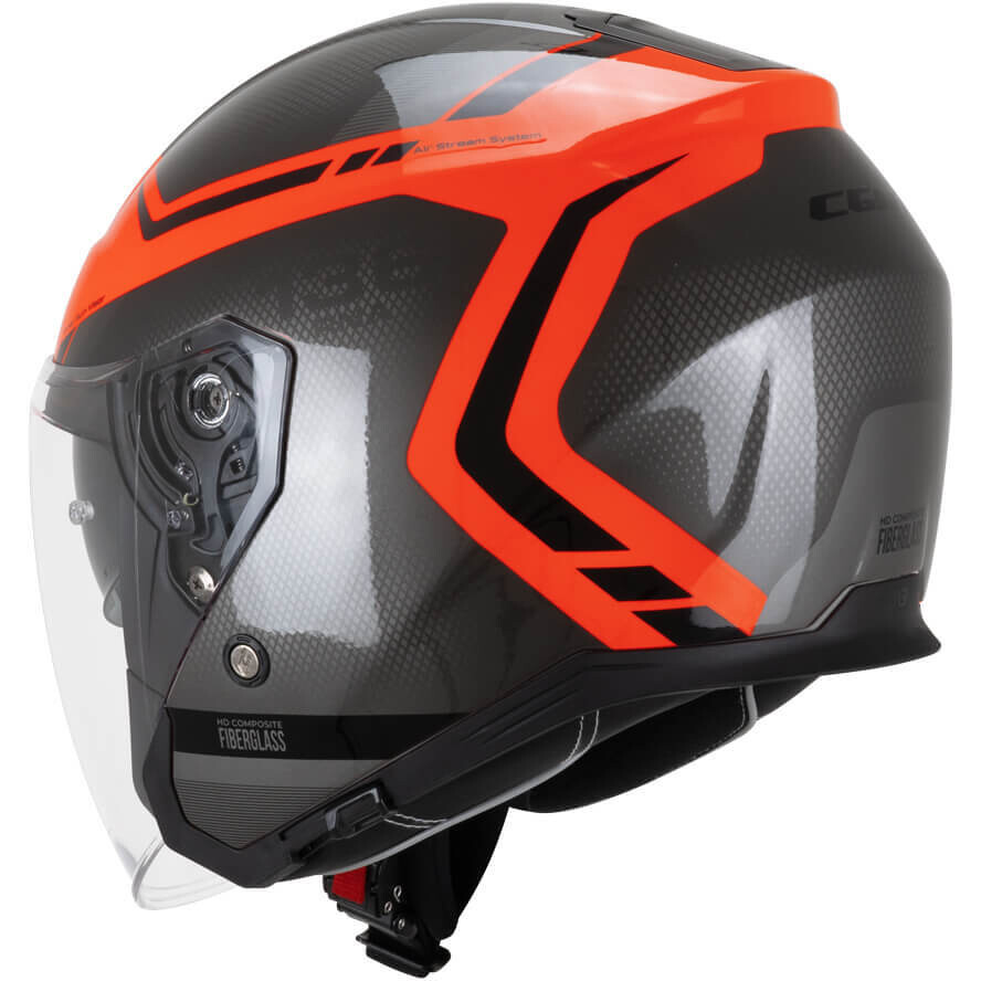 CGM 136M RNA FIBRA RIDE Jet Motorradhelm Schwarz Fluoreszierendes Rot