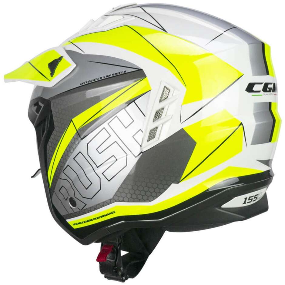 CGM 155G RUSH DUAL Jet Motorcycle Helmet White Fluo Yellow
