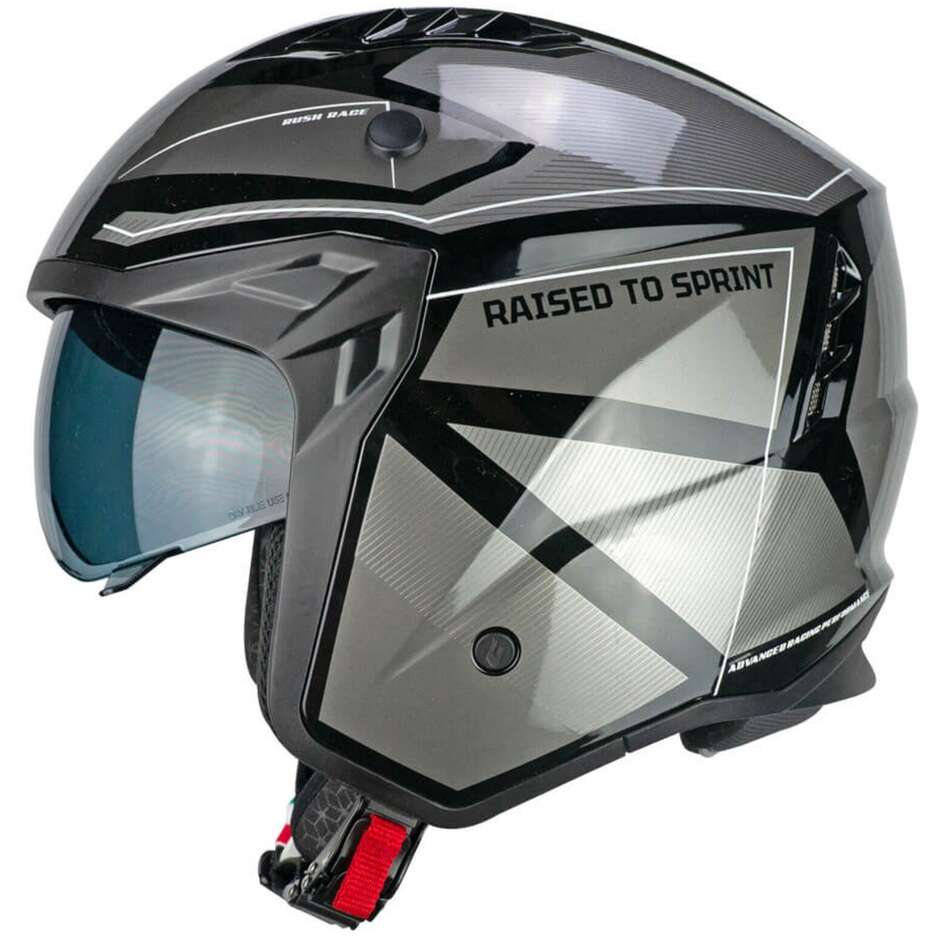 CGM 155S RUSH RACE Jet Motorcycle Helmet Graphite Black