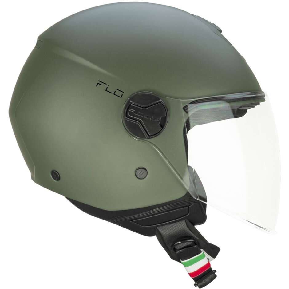CGM 167A FLO MONO Jet Motorcycle Helmet Matt Green - Long Visor